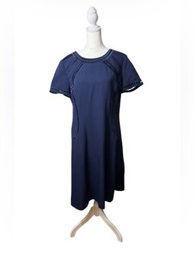 Alex Marie Classic Navy Short-Sleeve A-Line Dress. Size 10.